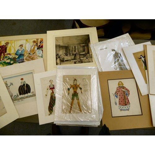 165 - Theatrical and similar themed works and prints  some signed  mixed sizes