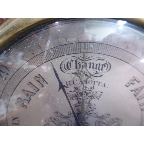 179 - A William IV inlaid mother-of-pearl rosewood cased barometer with a thermometer and silvered dial  i... 