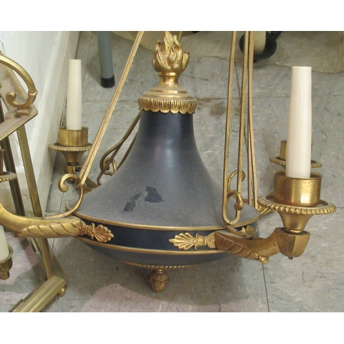 181 - A modern Georgian style gilded brass, hexagonal pendant lantern with three candle holder fittings&nb... 