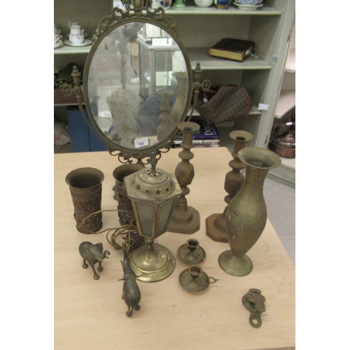 182 - 20thC metalware: to include a Victorian design brass framed toilet mirror  22