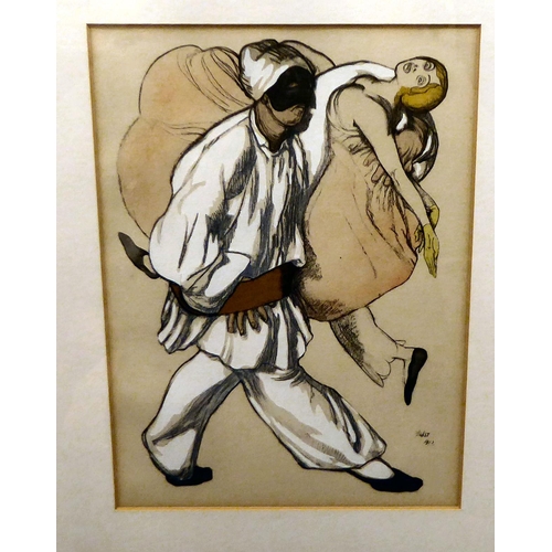 187 - After Bakst - a theatrical study  over painted print   7