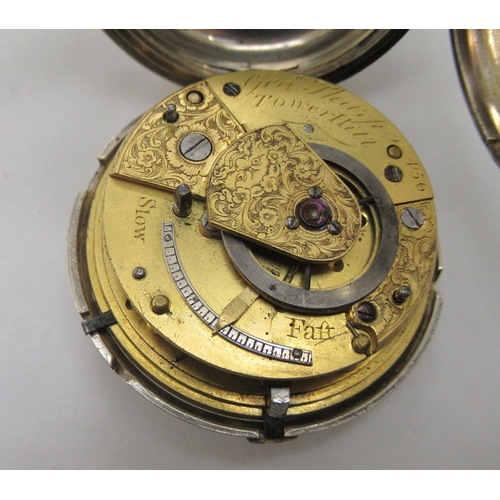 197 - A silver cased pocket watch, faced by a Roman dial with sweeping subsidiary seconds  London 1820