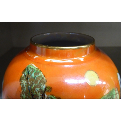 201 - Carlton Ware lustre china, decorated in Japanese taste, viz. a vase  6