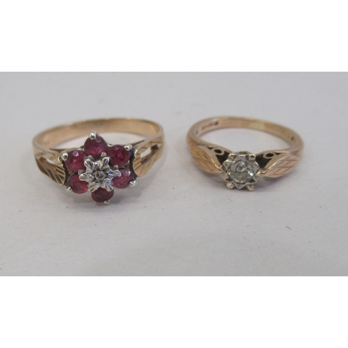 205 - Two 9ct gold rings, set with various stones