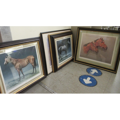 215 - Pictures: to include equestrian themed prints  some bearing pencil signatures  mixed sizes