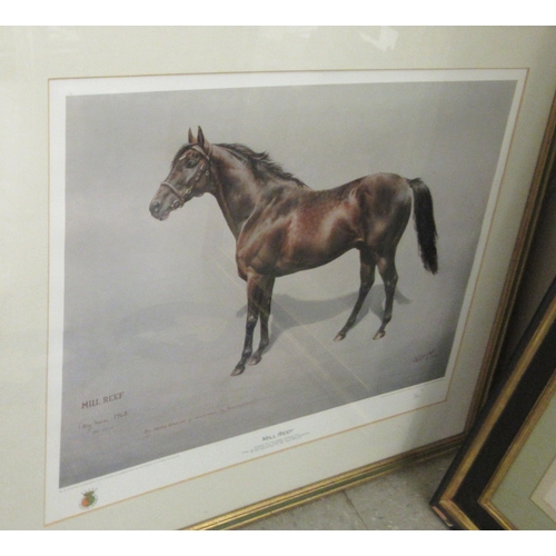 215 - Pictures: to include equestrian themed prints  some bearing pencil signatures  mixed sizes