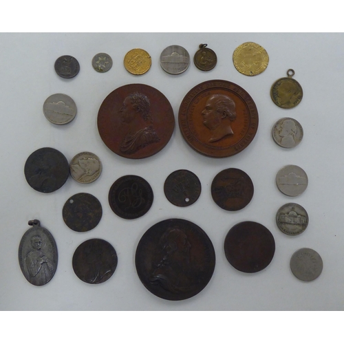 217 - Coins, medallions and medals: to include a bronze medallion commemorating the death of King Charles ... 