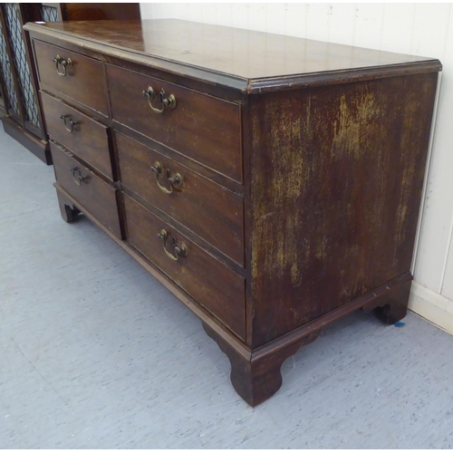 234 - A George III mahogany six drawer estate chest, raised on bracket feet  26