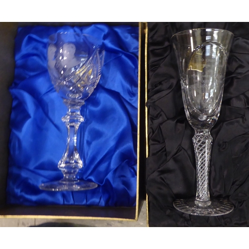 253 - Three pieces of commemorative glassware: to include a Webb Crystal pedestal glass for The Queen Moth... 