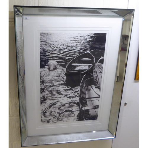 26 - 'Swan and Boats, Richmond'  monochrome photographic print  bears a pencil signature & ... 