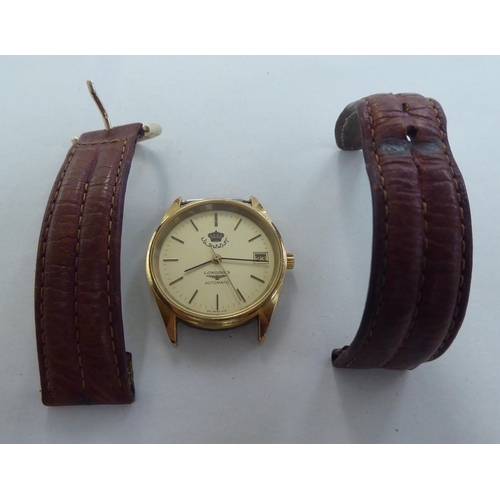 269 - A Cal:1990.1 gold plated and stainless steel cased wristwatch, faced by a Hussen of Jordan baton dia... 