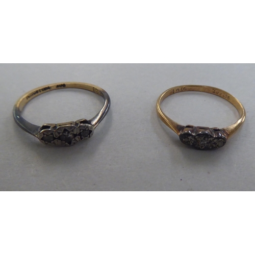 283 - Two 9ct gold diamond set rings