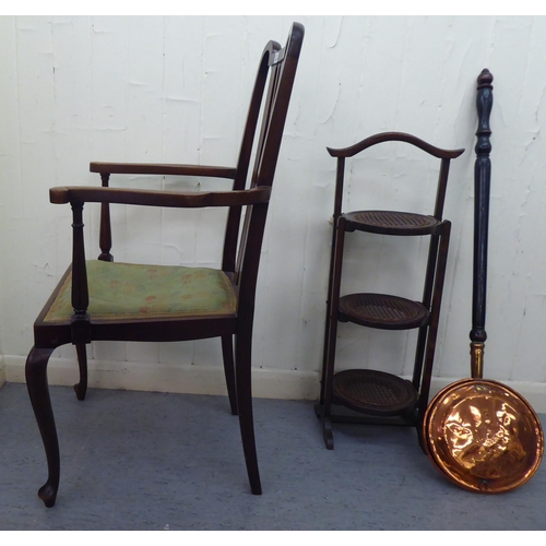 34 - Small furniture: to include an Edwardian mahogany bedroom chair, raised on cabriole forelegs