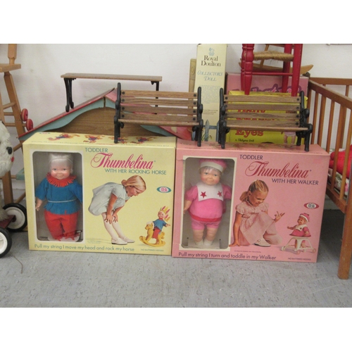 35 - 20thC juvenilia: to include a Thumbelina doll; and a doll's house with furniture