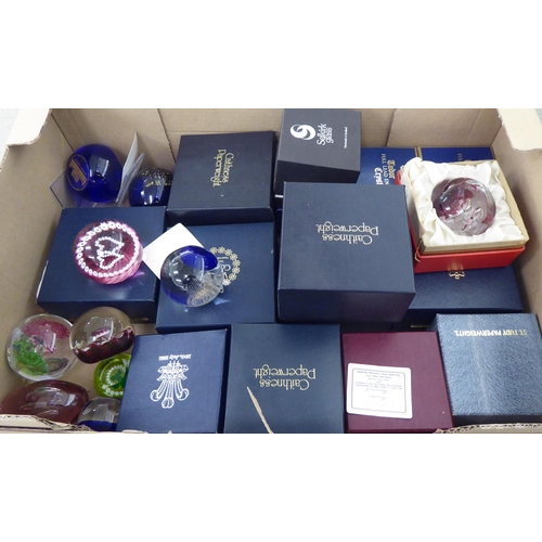 40 - Glass paperweights: to include examples by Cathiness and Webb  some boxed 