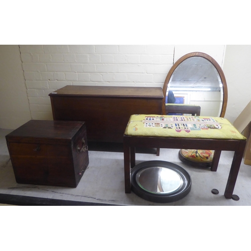 49 - 19th and 20thC small furniture: to include an oak framed music stool; and a silver chest  13