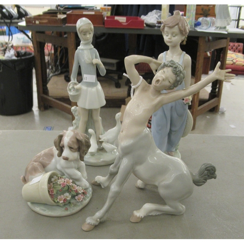 61 - Four Lladro porcelain figures: to include a fawn  7