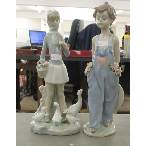 61 - Four Lladro porcelain figures: to include a fawn  7