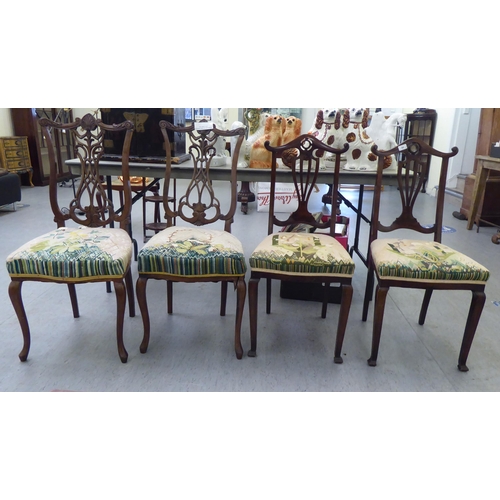 64 - Two pairs of Edwardian mahogany framed bedroom chairs