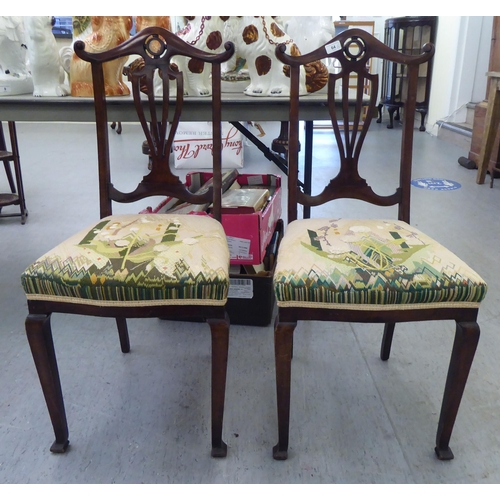 64 - Two pairs of Edwardian mahogany framed bedroom chairs