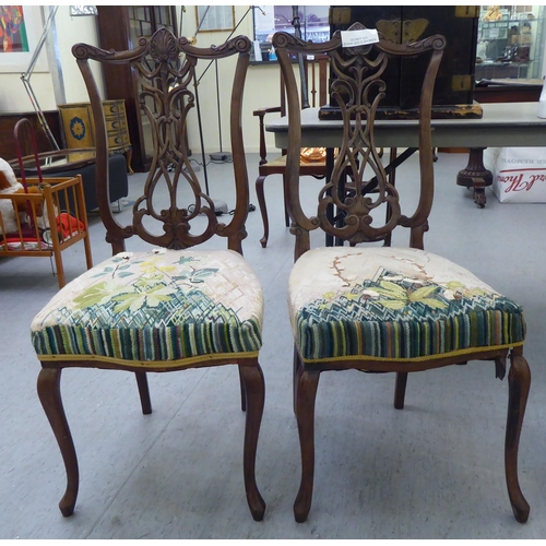 64 - Two pairs of Edwardian mahogany framed bedroom chairs