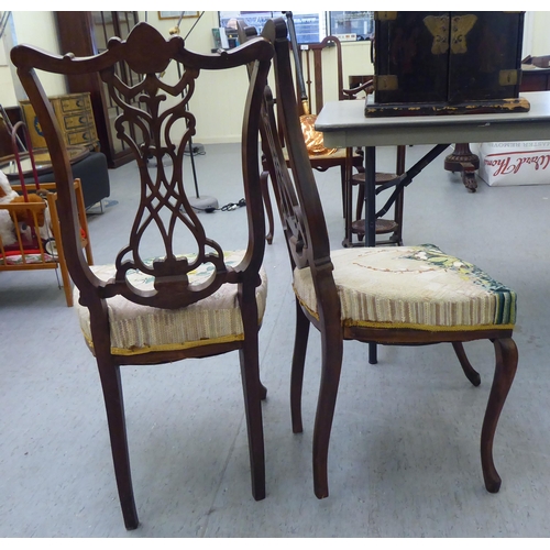 64 - Two pairs of Edwardian mahogany framed bedroom chairs