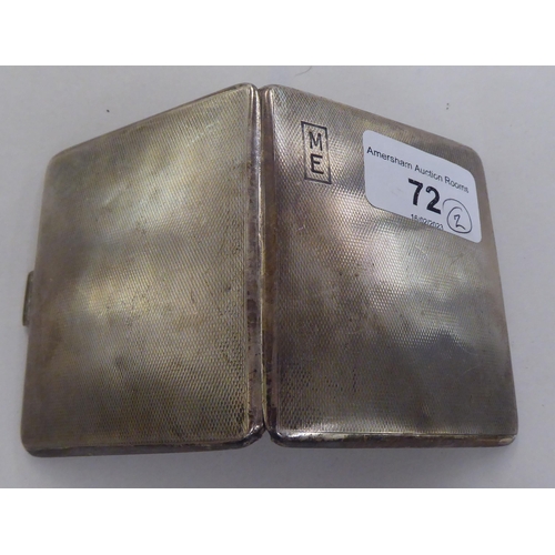 72 - Silver collectables: to include an engine turned folding cigarette case  indistinct Birmingham marks