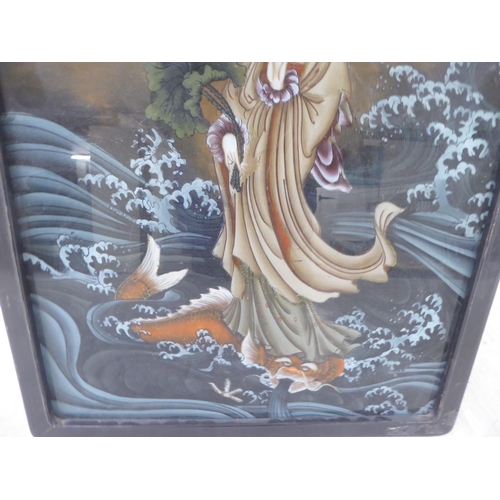 76 - A mid 20thC Japanese reverse painted-on-glass fantasy scene  15