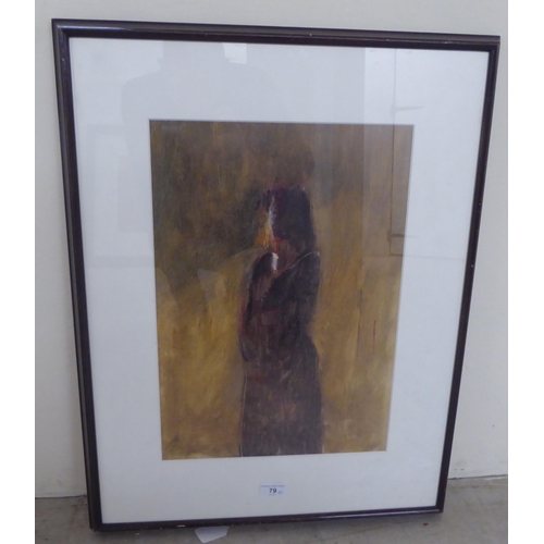 79 - Nicholas Granger-Taylor - 'Woman in Dark Clothes'  oil on paper  bears a label verso ... 