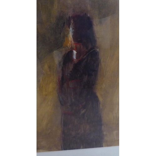 79 - Nicholas Granger-Taylor - 'Woman in Dark Clothes'  oil on paper  bears a label verso ... 