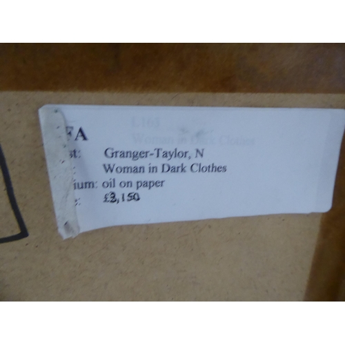 79 - Nicholas Granger-Taylor - 'Woman in Dark Clothes'  oil on paper  bears a label verso ... 