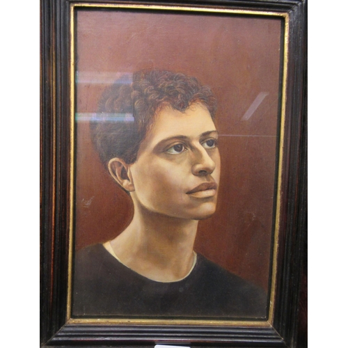 80 - Sarah Spencer - 'Portrait of Chris'  oil on board  bears a label verso  12.5