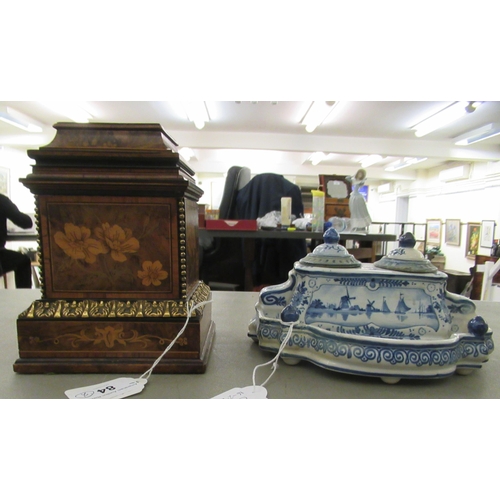 84 - A late 19thC walnut marquetry table box of pillared design  7