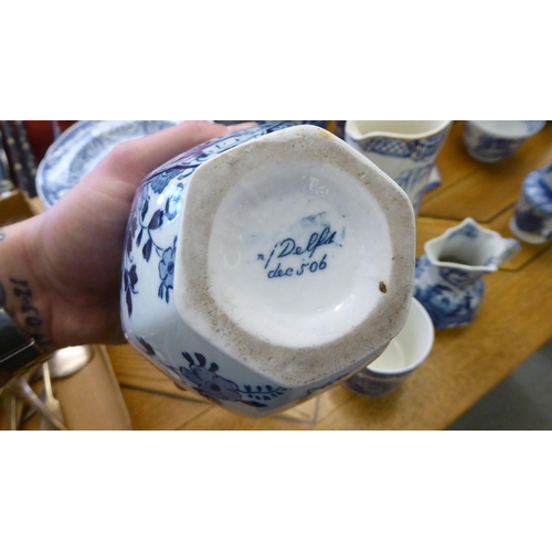 2 - Victorian and later blue and white ceramics: to include a Copeland Spode china, Italian pattern vase... 
