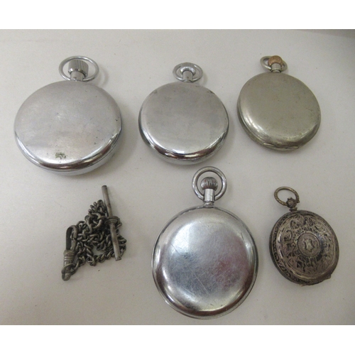 20 - Two pocket watches and three stop watches: to include a Dolmy example