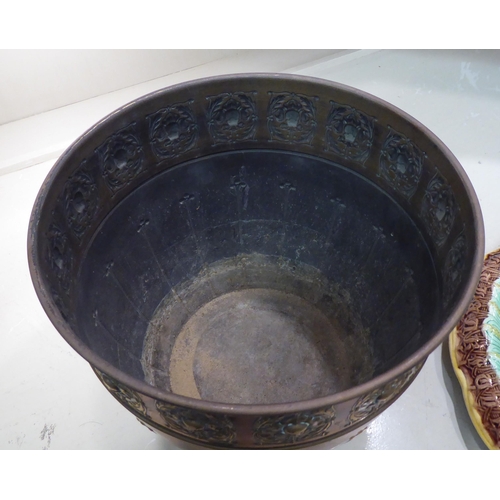 24 - A KMD of Holland Art Nouveau brass planter of tapered, cylindrical form&nbsp; 9