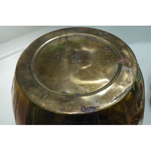 24 - A KMD of Holland Art Nouveau brass planter of tapered, cylindrical form&nbsp; 9