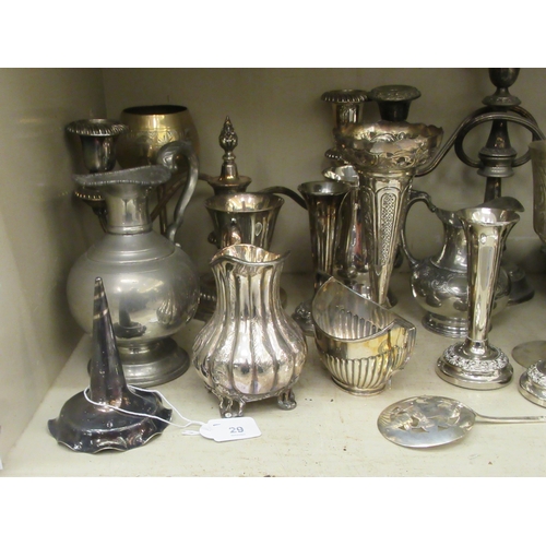 29 - Silver plated tableware and flatware: to include teaware and candelabra&nbsp; 8