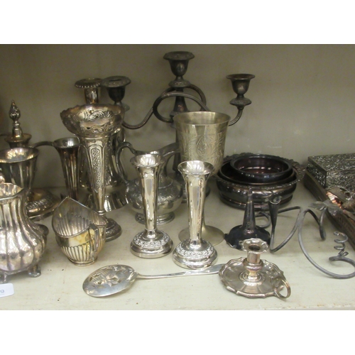 29 - Silver plated tableware and flatware: to include teaware and candelabra&nbsp; 8