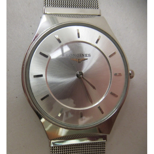 A Longines stainless steel cased and strapped wristwatch the