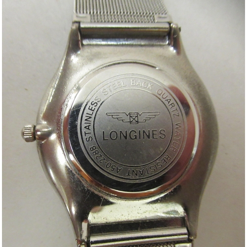 A Longines stainless steel cased and strapped wristwatch the