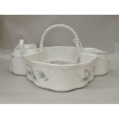 32 - An Aynsley china Little Sweetheart pattern strawberry dish with sugar basin and cream jug