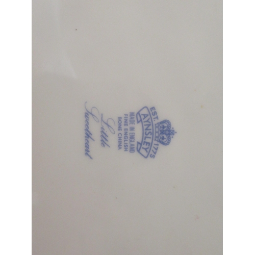 32 - An Aynsley china Little Sweetheart pattern strawberry dish with sugar basin and cream jug