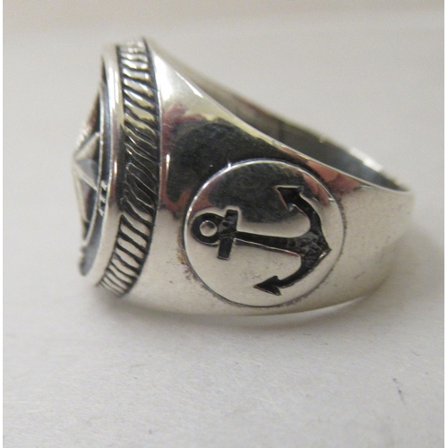 46 - A silver coloured metal nautical style ring  stamped 925