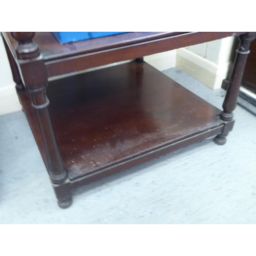 47 - A late 19thC mahogany four tier what-not, elevated on turned pillars&nbsp; 33