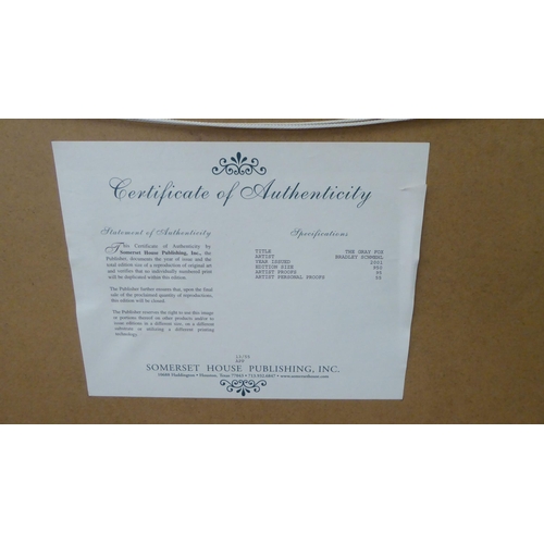 49 - After Bradley Schmehl - 'The Gray Fox'  Limited Edition 13/55 coloured print with a Somerset House P... 