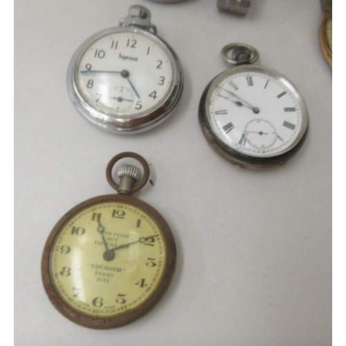 5 - Pocket and wristwatches: to include an early 20thC Continental silver cased pocket watch, faced by a... 