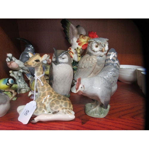 50 - Ceramic ornaments: to include a Royal Copenhagen porcelain model cockerel  no.1025  7