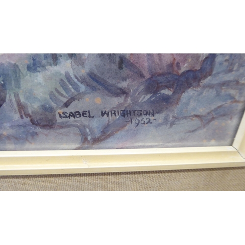 60 - Isabel Wrightson - a fishing village shoreline scene&nbsp; watercolour&nbsp; bears a signature &... 