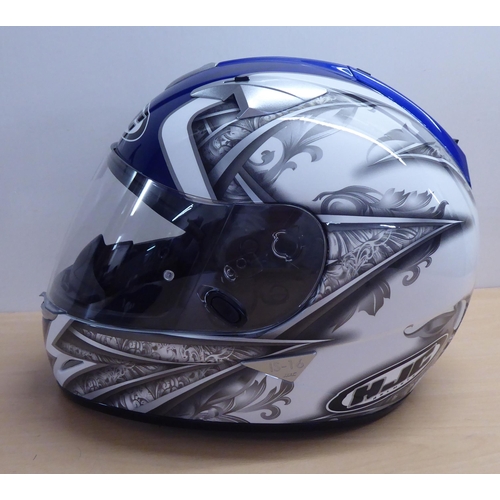 110 - A HJC motorcycle helmet 15-16, size XL/62 1600g, model no.ECE R 22-05 with dust cover